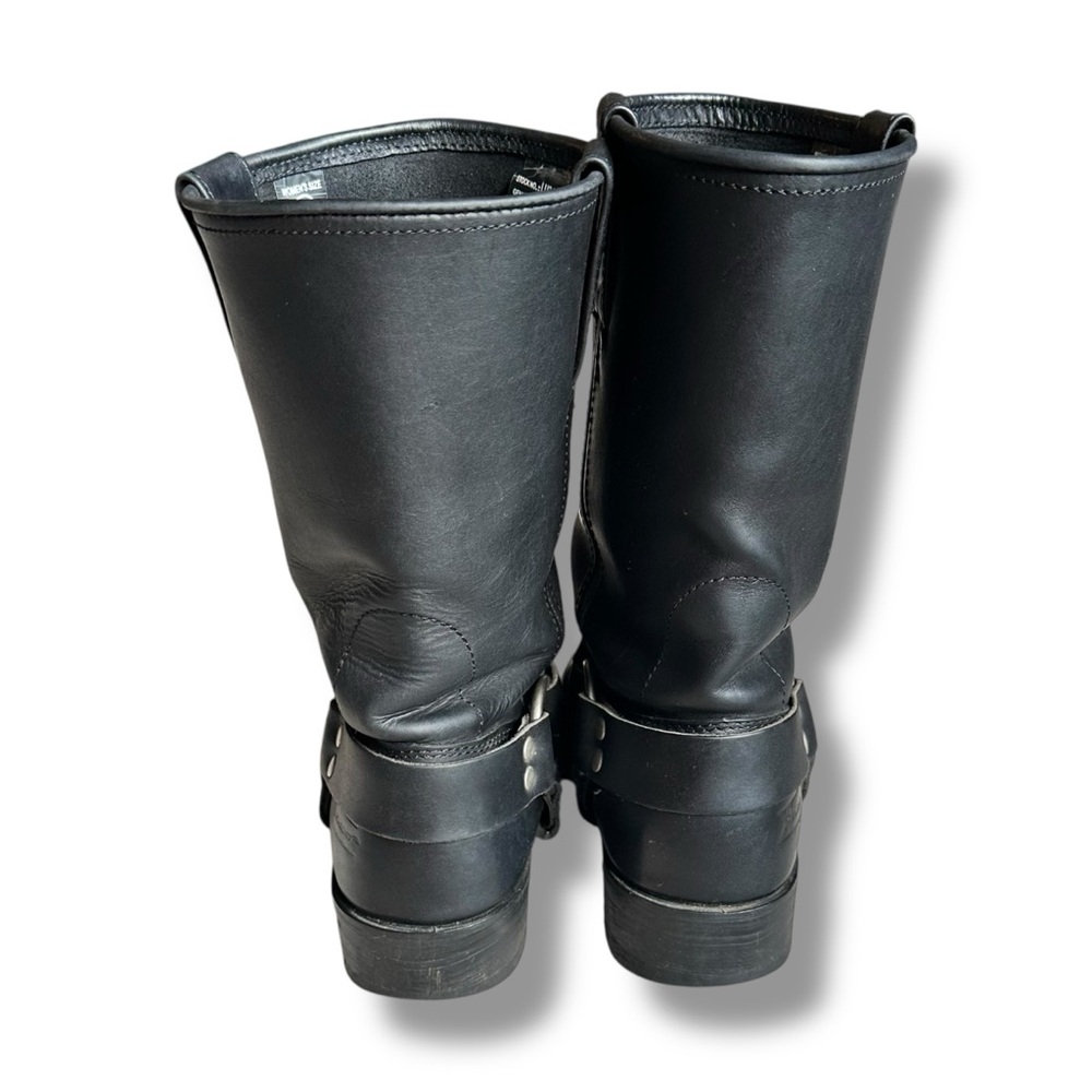 Black Women's Mid-Calf Harness Leather Boots - Picture 5 of 16